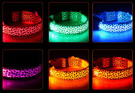leopard print dog cat safety LED light glow flashing pet collar