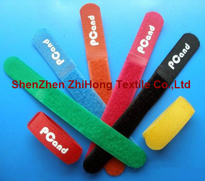 Colored adjustable Self gripping hook loop cable tie straps