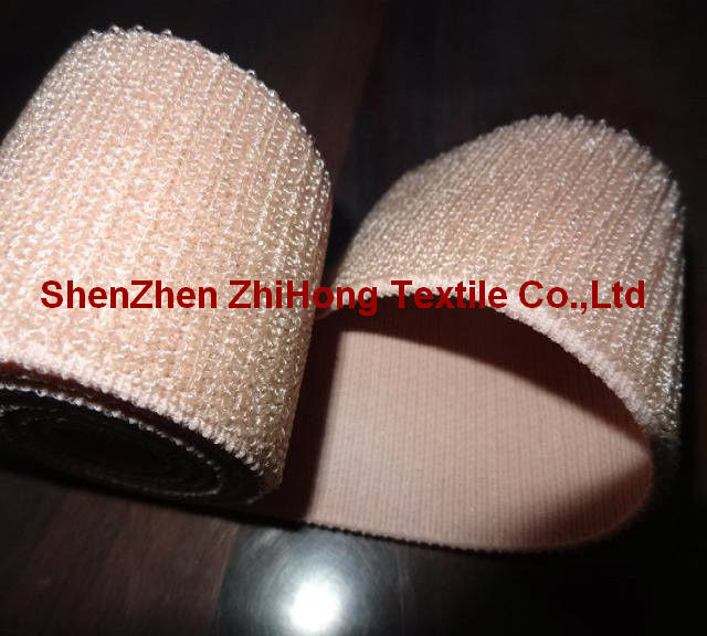 Customized weave un-brushed/un-napped elastic hook and loop fastener band